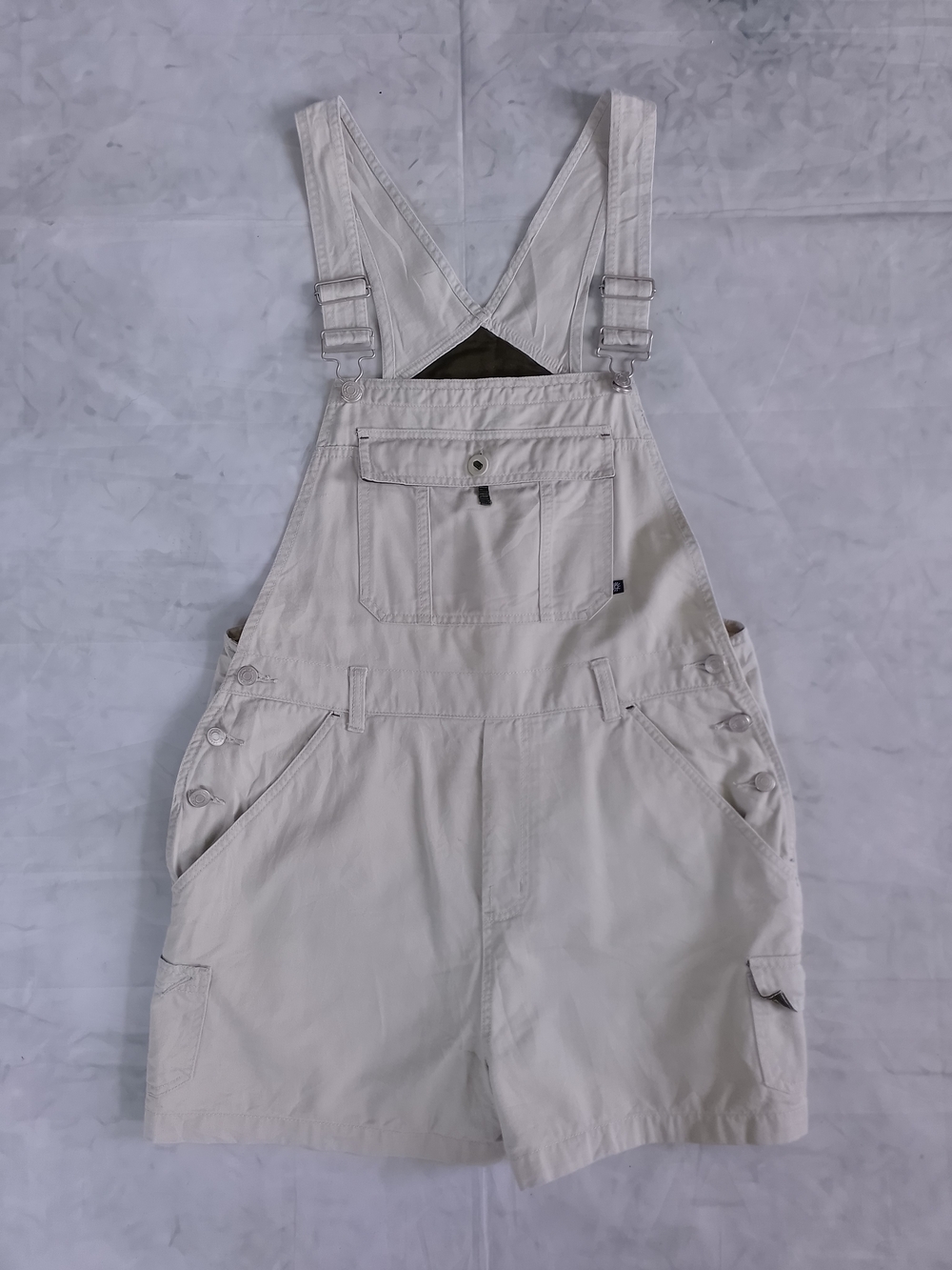 Vintage 90s Light Beige Short Overalls NO BOUNDARIES